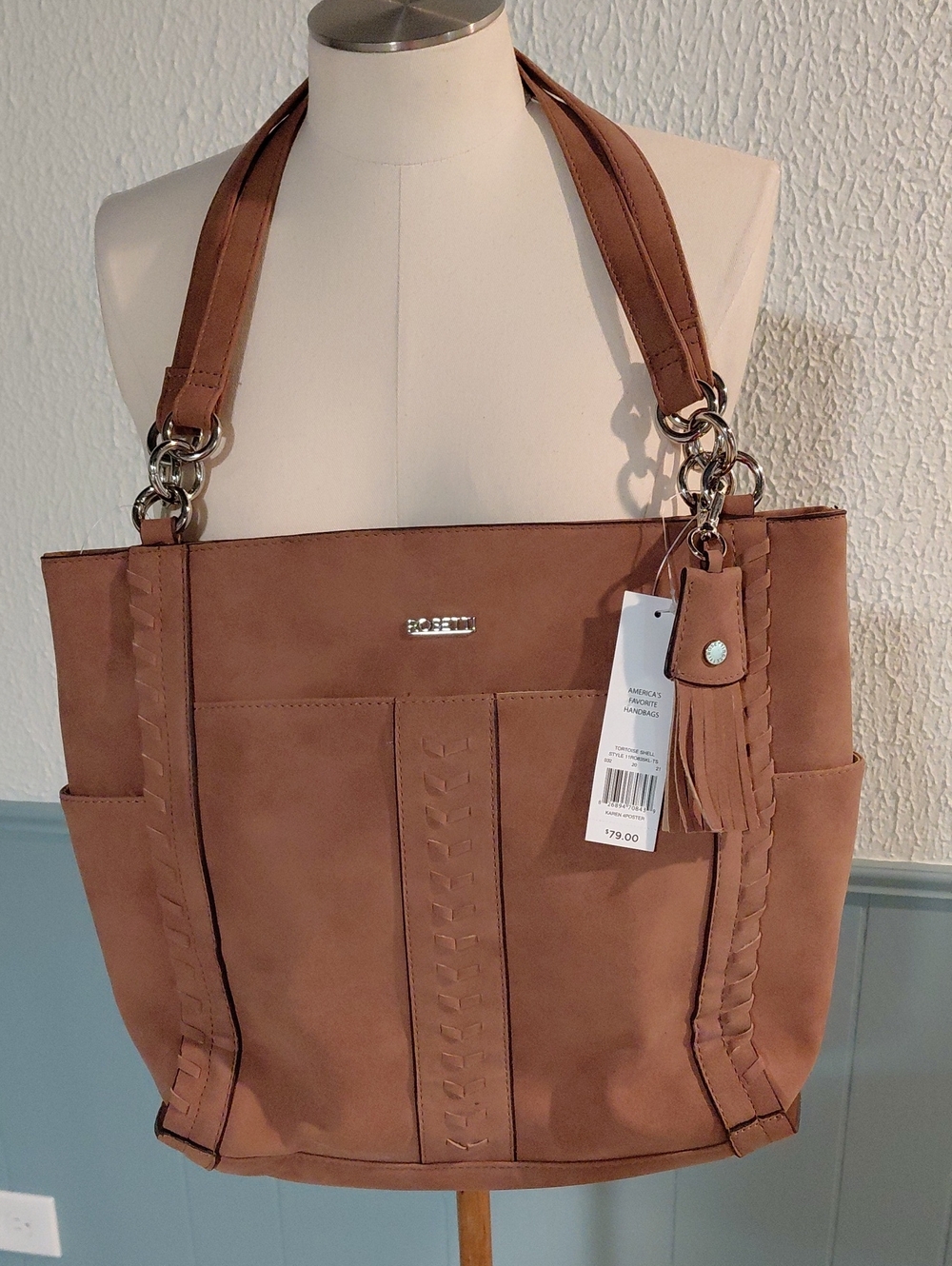 Rosetti Tan Brown Tote Bag with Tassel